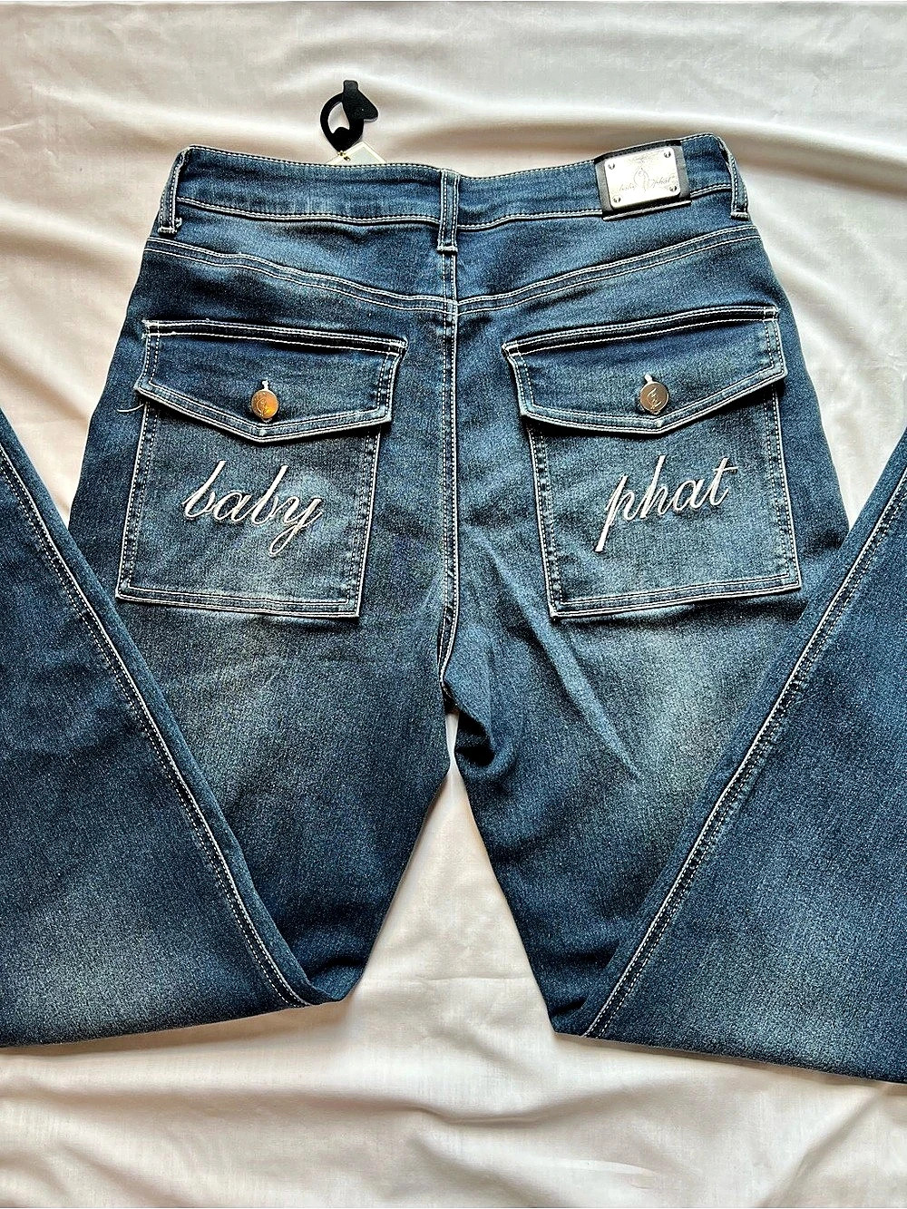 baby phat Embroidered Pocket Straight Leg Jeans Boot Cut Jeans Cotton Size 7 NWT